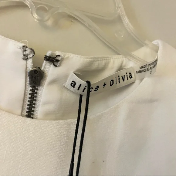 Alice + Olivia Palmira Linen Ruffle Sleeveless Mini Dress White 2 NWT - Picture 13 of 15